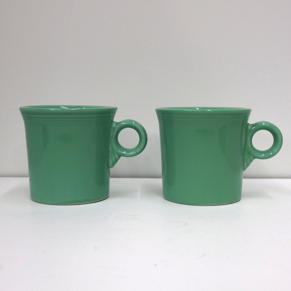Set Of 2 Fiesta Ware O Ring Handle Coffee Cup Mugs HLC  Sea Mist Green retired